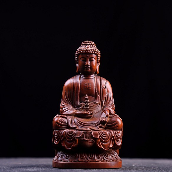 阿弥陀如来 仏教工芸品 細工精彫 木彫仏像 極上品 招財開運 供養品 