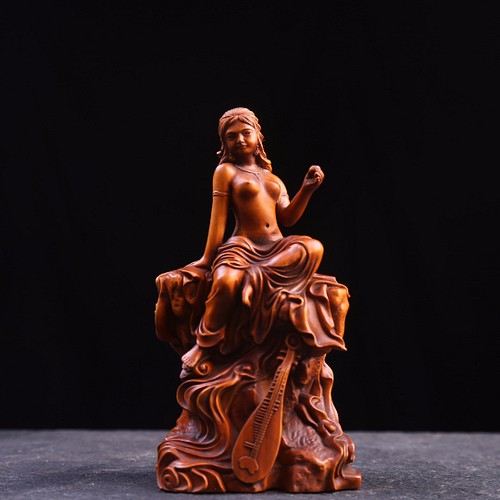 極上品 裸婦像 弁才天 弁財天 招財 彫刻工芸品 時代木彫 彫刻 大波彫刻 