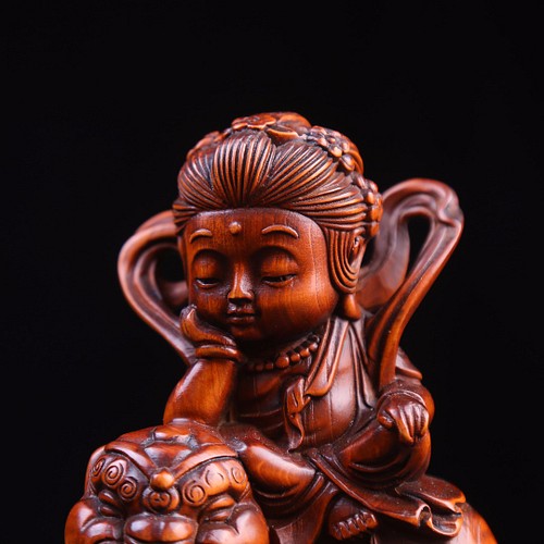 素晴らしい外見 珍品 仏師彫り 普賢菩薩一式 文殊菩薩 木彫仏像 精密 