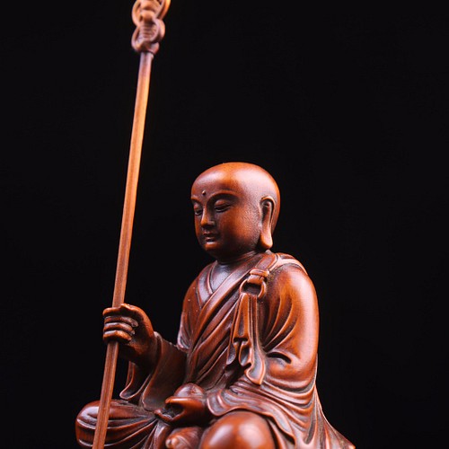 人気の 木彫仏像 極上品 地蔵菩薩 仏教工芸品 細工精彫 災難除去 時代 