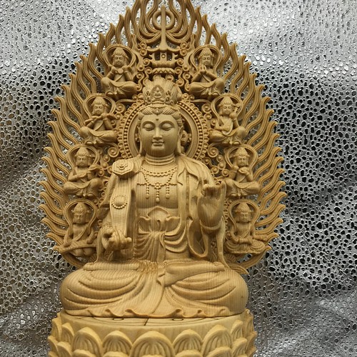 極上品 普賢菩薩 仏師彫り 供養品 木彫仏像 災難除去 仏教工芸品 彫刻 