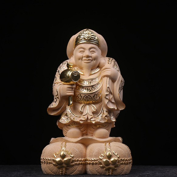 極上品 大黒天 高約25CM 細工精彫 木彫仏像 仏教工芸品 商売繁盛-