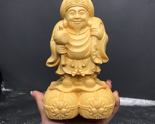 大黒天 七福神 木彫り細密彫刻 木彫仏像 仏教工芸品 商売繁盛