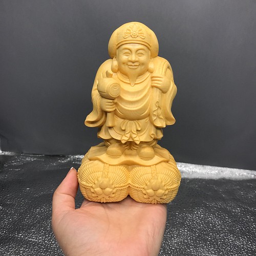 大黒天 七福神 木彫り細密彫刻 木彫仏像 仏教工芸品 商売繁盛 彫刻