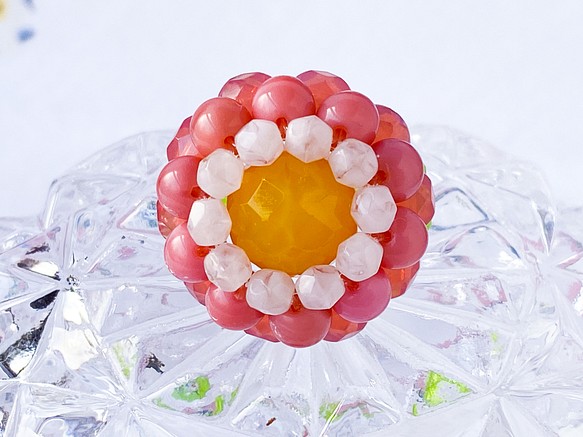 お花のレトロころりんリング（ガーベラピンク） 1枚目の画像