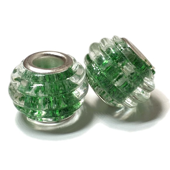 10件威尼斯玻璃風格的大洞跛腳珠綠顏色相同[AFP] vgb4-1410gr 第1張的照片