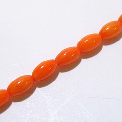 【限時特賣】15-36o橙色珊瑚米型約3 x 6mm 1排約39cm天然石珠 第1張的照片