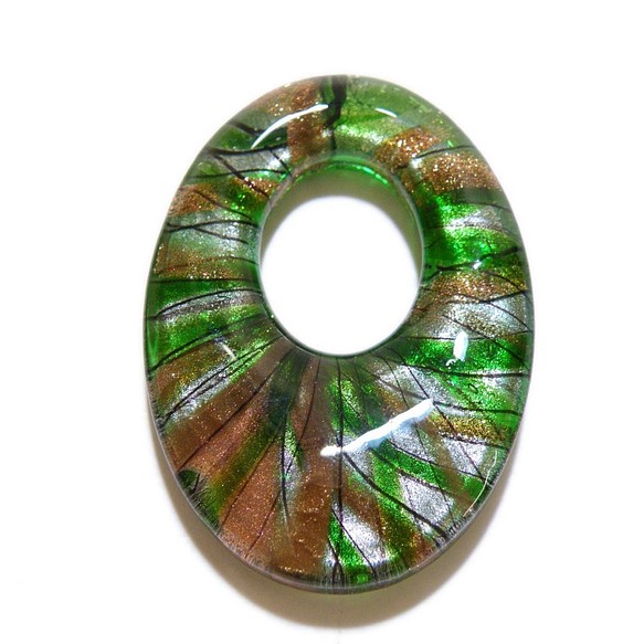 vene-43克綠色橢圓環形的一個威尼斯玻璃風格挂件頂[AFP] 第1張的照片