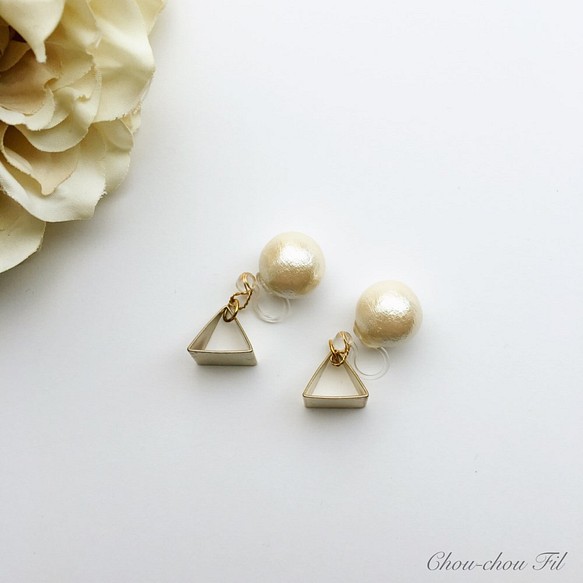 back pyramid&pearl earring 1枚目の画像