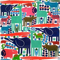 アフリカ絵画『 Animal puzzle 3 』ティンガティンガ by Zuberi 45