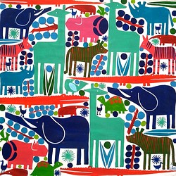 アフリカ絵画『 Animal puzzle 4 』ティンガティンガ by Zuberi 45*45cm