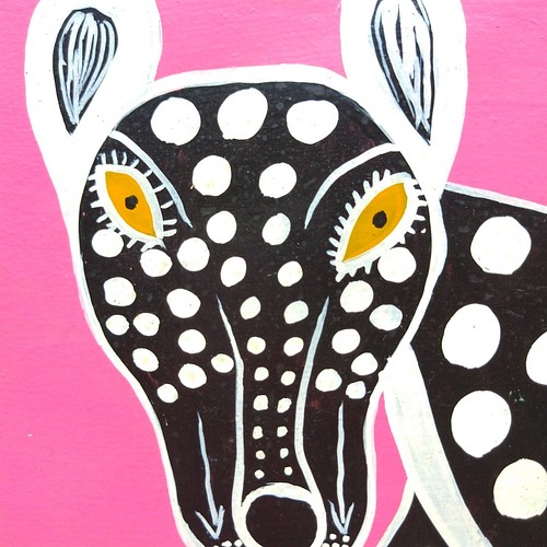 アフリカ絵画『 Cheetah in pink 』ティンガティンガ by Martina.E.S. 