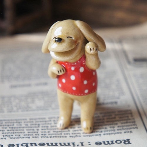 陶器 笑う犬 黄 招 置物 Waka 通販 Creema クリーマ ハンドメイド 手作り クラフト作品の販売サイト