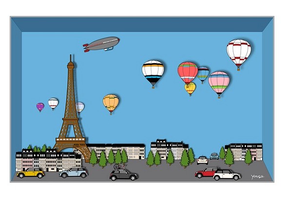 Bmw Mini ミニクーパー アートイラスト ポスター Paris サイズ イラスト Ohmai 通販 Creema クリーマ ハンドメイド 手作り クラフト作品の販売サイト