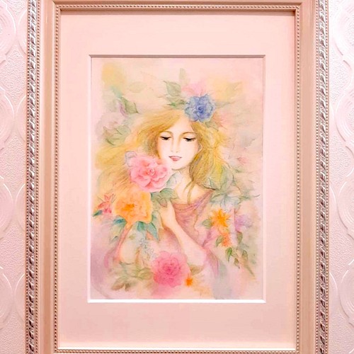 喜びの時【原画】 絵画 インテリアアート 水彩画 イラスト 人物 絵画