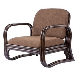 [終了]座椅子 肘掛け 肘付き 肘置き 立ち上がりやすい 和室用 ラタン ブラウン ロータイプ 1枚目の画像