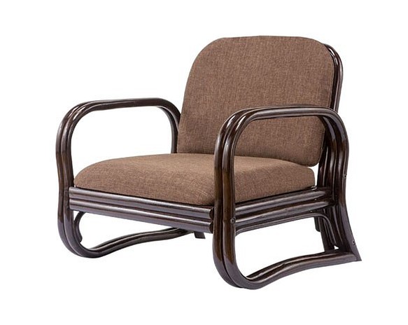 [終了]座椅子 肘掛け 肘付き 肘置き 立ち上がりやすい 和室用 ラタン ブラウン ロータイプ 1枚目の画像