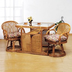 ラタン　籐製品テーブル付き椅子