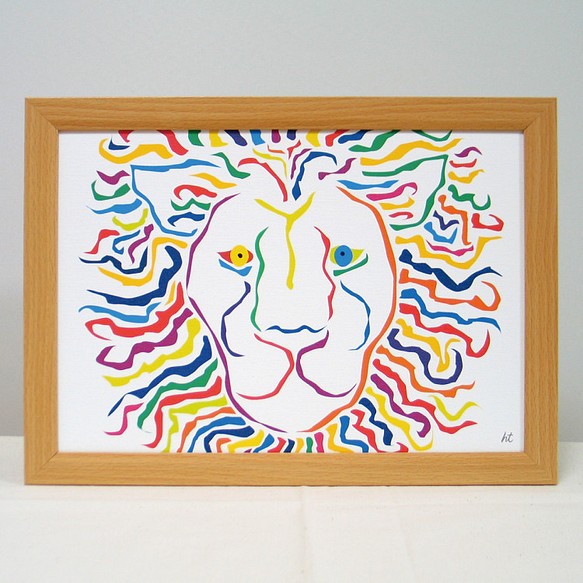 繪畫插圖藝術獅獅獅白色A4-K02 第1張的照片