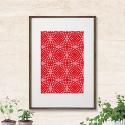イラスト　アート　グラフィック　ポスター　北欧　和柄　七宝　幾何学　レッド　赤　2107 1枚目の画像