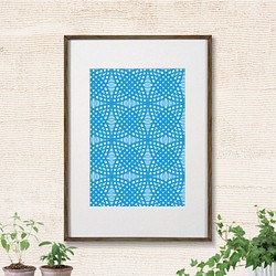 イラスト　アート　グラフィック　ポスター　北欧　和柄　七宝　幾何学　ブルー　青　2101 1枚目の画像
