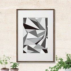 イラスト　アート　グラフィック　ポスター　北欧　三角　パターン　モノトーン　モノクロ　0204 1枚目の画像