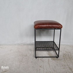 [Square Chair（Leather）]送料無料 ダイニングチェア  レザースツール アイアンスツール ‐58‐ 1枚目の画像
