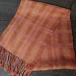 絹のマフラー（模紗織・赤茶） 1枚目の画像
