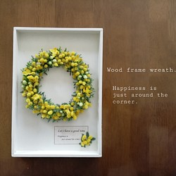 『Wood frame wreath～ミモザ～』L　定型外発送OK 1枚目の画像