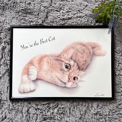リアルな猫のアートポスター 色鉛筆画  A4サイズ　猫好きさん必見 1枚目の画像