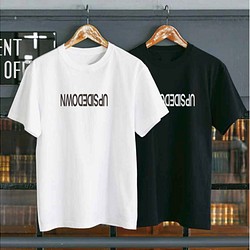 【送料無料】 韓流 シンプル オリジナルロゴTシャツ UPSIDEDOWN 1枚目の画像