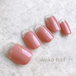 ピンクグレージュのクリアフレンチネイル ネイルチップ ネイルシール Weka Nail 通販 Creema クリーマ ハンドメイド 手作り クラフト作品の販売サイト