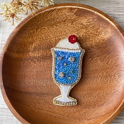 ビーズ刺繍ブローチ【クリームソーダ/レトログラス/ブルーハワイ 