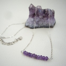 紫水晶酒吧風格項鍊銀鍊SV925紫色天然石材 第1張的照片