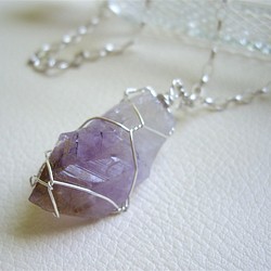 寶石紫水晶銀色長項鍊SV 925 第1張的照片