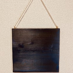 手作り木目アート：「Blue × Orange」　＜表裏で別の色が楽しめます＞　約３０ｃｍ四方サイズ 1枚目の画像