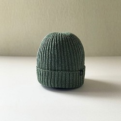 法國亞麻x日本紙線編織帽子綠色希瑟 第1張的照片