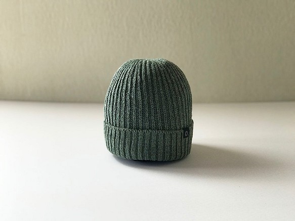 法國亞麻x日本紙線編織帽子綠色希瑟 第1張的照片