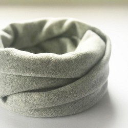 蓬鬆純羊絨圍巾L /灰色 第1張的照片