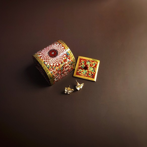 キャメルボーンの小箱　宝石箱　S レッド【JAABEH-004】 1枚目の画像