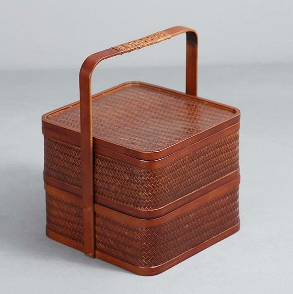 竹編みバッグ 茶道具収納 収納ケース ピクニック 古風 - バスケット
