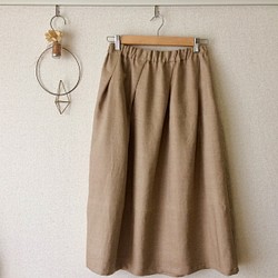 【20%OFF!】ななめタックのふわっとスカート キャメル 1枚目の画像