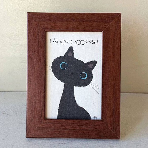おすまし黒猫イラストポストカード/3枚セット 1枚目の画像