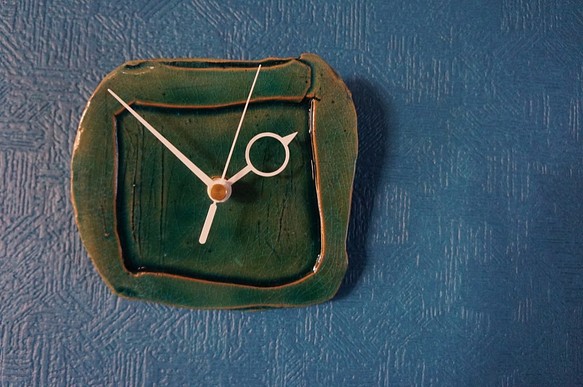 青ジーンズ釉　掛け時計M 1枚目の画像
