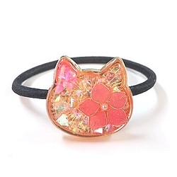再販＊クリスタルの桜とネコのヘアゴム 1枚目の画像