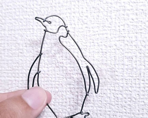 ワイヤーアート　ペンギン　インテリア　ワイヤークラフト　壁　飾り　ウォールアート