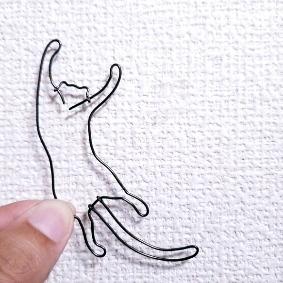 「書きリボンねこ（welcome）」壁掛けワイヤーアート ワイヤークラフト　猫