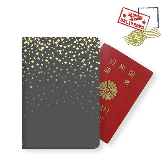 Twinkling Stars★チャコールグレー　パスポートケース 1枚目の画像