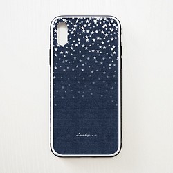 Twinkling Stars★Denim/Navy【強化ガラス × TPUケース】iPhoneケース 1枚目の画像