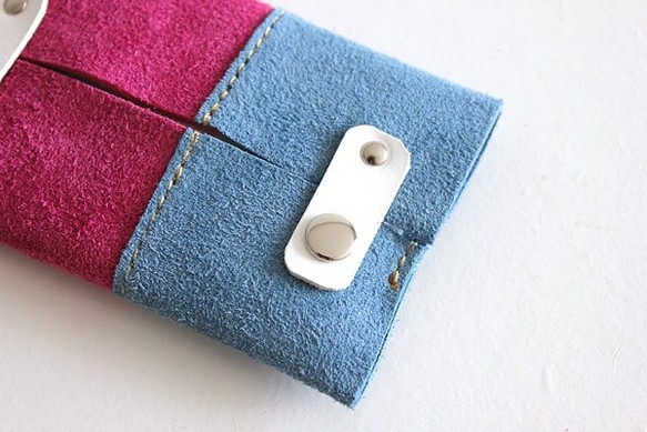 麂皮紙巾盒/粉紅×藍色 第1張的照片